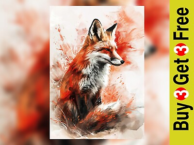 #ad Watercolor Fox Print 5quot;x7quot; 6quot; x 8quot; Elegant Wildlife Matte Artwork Home Decor GBP 7.99