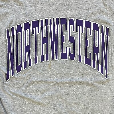 #ad Champion Northwestern Wildcats Grey Arch Short Sleeve Medium T Shirt USA Made $17.49