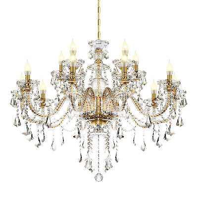 #ad Modern 15 Lights Glass Crystal Ceiling Pendant Lamp Crystal Chandelier Lighting $167.97