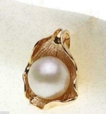 #ad Akoya Natural Huge AAAAA 11 12MM white stud pearl pendant necklace $9.99
