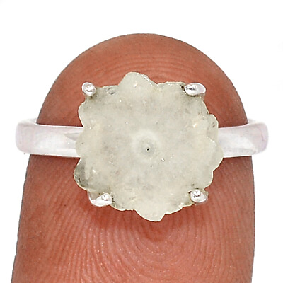 #ad Natural Quartz Stalactite Slice 925 Silver Ring Jewelry s.7 CR21536 $15.99