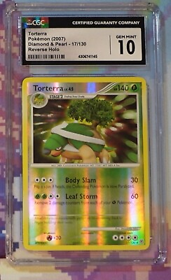 #ad PSA 10 Torterra Diamond amp; Pearl Holo Pokemon Card 17 130 POP 9 GEM MINT REVERSE $999.00