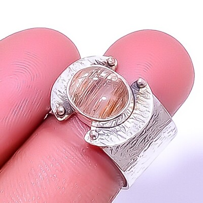 #ad Natural Golden Rutilated Quartz 925 Sterling Silver Ring Size 7.5 For Women $11.99