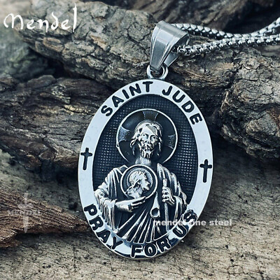 #ad MENDEL Christian Catholic St Saint Jude Medal Medallion Necklace Stainless Steel $13.99