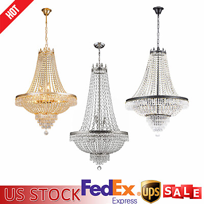 #ad Modern French Empire Crystal Chandelier Elegant Hanging Lamp Pendant Light E12 $162.90