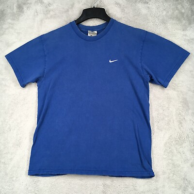 #ad Vintage Nike T Shirt Mens Medium Short Sleeve Crew Neck Silver Tag 90s Swoosh $16.99