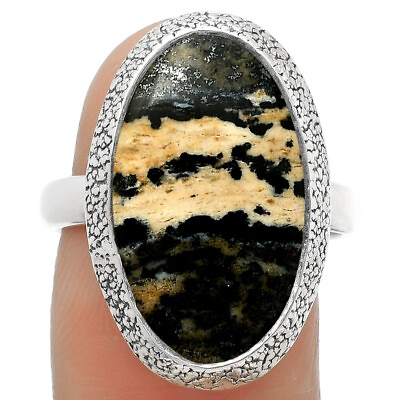 #ad Natural Russian Honey Dendrite Opal 925 Silver Ring s.8.5 Jewelry R 1307 $10.99