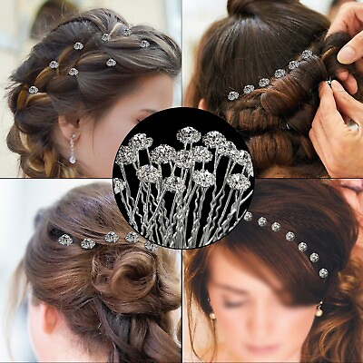#ad 10 x Diamante Crystal Hair Pins Bridal Prom Party Women Hair Clip Accessory $7.32
