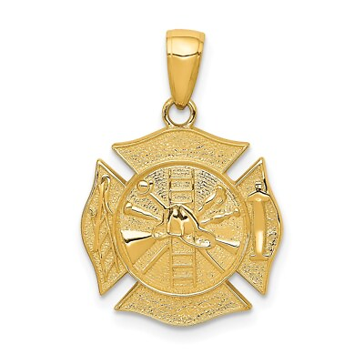 #ad 14k Reversible Fire Department Shield Pendant Bracelet Necklace $522.08