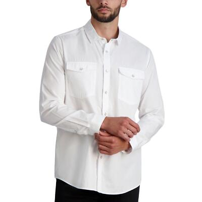 #ad Karl Lagerfeld Paris Mens Snap Front Slim Fit Woven Button Down Shirt BHFO 8438 $28.99