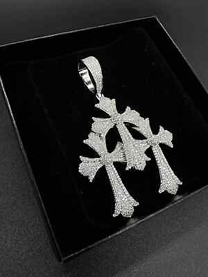 #ad Mens 14K White Gold Over Round Cut Diamond Holy Cross Pendant Charm 5Ct $349.99