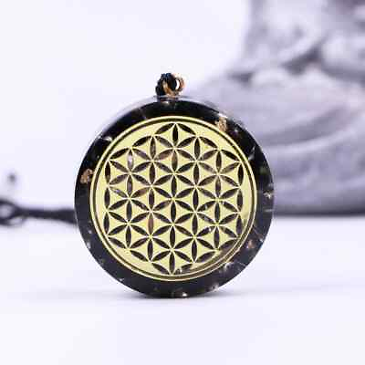 #ad Orgonite Necklace Life Of Flower Necklace Obsidian Yoga Meditation Jewelry AU $59.19