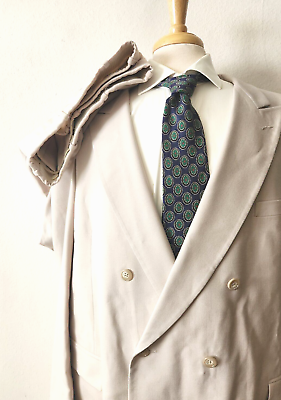 #ad Custom 2 Piece Double Breasted Suit Men#x27;s 54L Long 50 x 32 Cream Beige $99.95