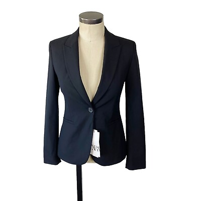 #ad NEW Zara Single Button Front Basic Blazer Jacket US 2 EU 34 Black 8256 806 800 $45.00