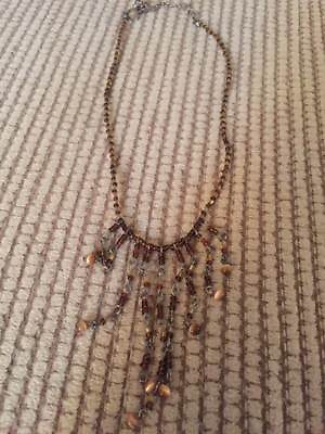 #ad Necklace With Dainty Brown Chain And Beads $7.00