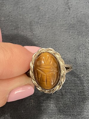 #ad Vintage Handmade Silver Tigers Eye Ring Size 6 $27.99