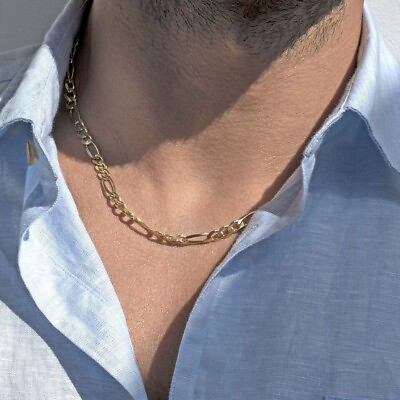 #ad 10K Solid Yellow Gold Figaro Necklace Chain 6mm 16 30quot; Polished Link Men Women $279.99