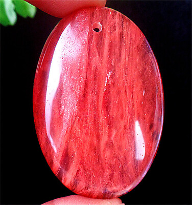 #ad 48x33x6mm Red Cherry Quartz Oval Reiki Healing Pendant Bead BV66001 $8.99