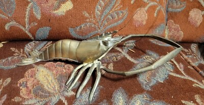 #ad Vintage MCM 11quot; Long Brass Lobster $40.00