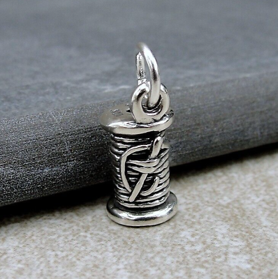 #ad 925 Sterling Silver Spool of Thread Charm Sewing Charm Seamstress Gift $16.95