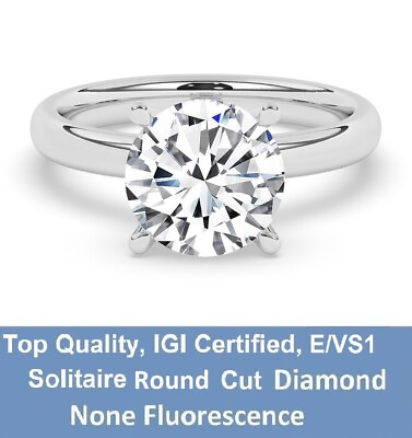 #ad IGIE VS1 3CT Solitaire Lab Grown Round Diamond Engagement Ring 950 Platinum $1600.00