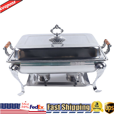 #ad Catering Stainless Steel Chafer Chafing Dish Sets 8 QT Full Size Buffet NEW $77.81