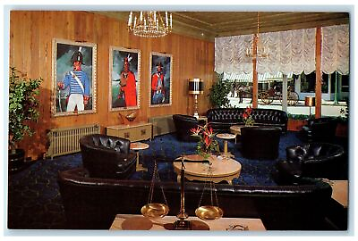 #ad c1950 New Lobby The Chippewa Motel Restaurant Mackinac Island Michigan Postcard $29.95