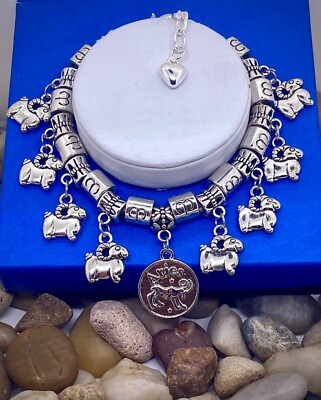 #ad Aries Zodiac Charm Bracelet Valentines Day Gift for Her Birthday Silver Bracelet $29.99