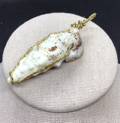 #ad Artisan Gold Tone Wired Genuine Sea Shell Pendant U741 $9.99