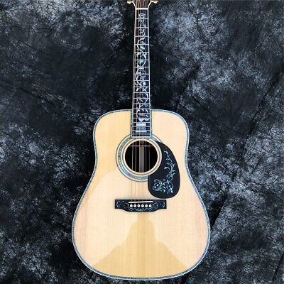 #ad 41quot; D Style Solid Spruce Acoustic Guitar Abalone Tree of Life Ebony Fingerboard $458.00