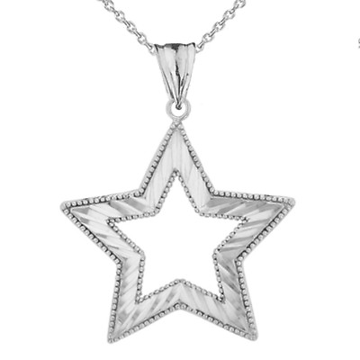 #ad .925 Sterling Silver Chic Sparkle Cut Star Pendant Necklace $19.99