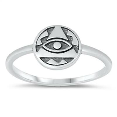 #ad 925 Sterling Silver Eye Of Providence Fashion Ring New Size 4 12 $14.04