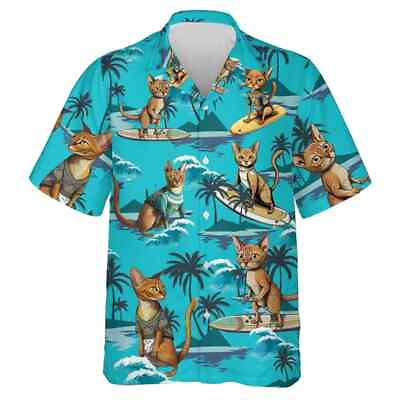 #ad Hawaiian Fashion Cat Dog Shirts Men Casual Summer Classic Flower Sizes S 5XL $28.79