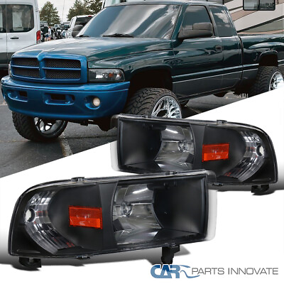 #ad Fits 94 01 Dodge Ram Pickup 1500 2500 3500 Black HeadlightsCorner Signal Lamps $71.95