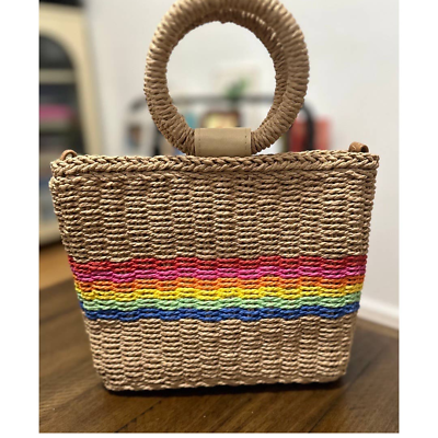 #ad NWT: Collection 18 Women#x27;s Woven Rainbow Satchel $25.00