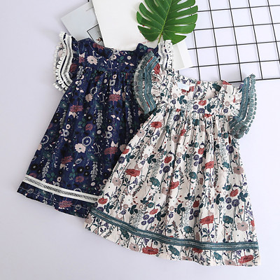 #ad US Toddler Kids Baby Girls Clothes Lace Floral Printing Party Princess Dresses $15.99