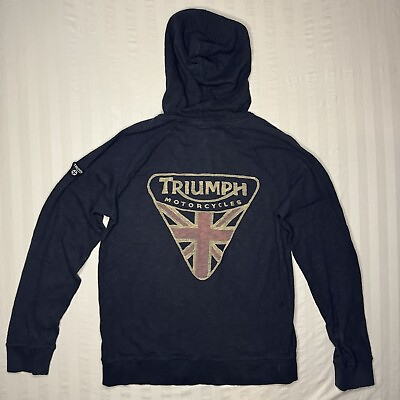 #ad Lucky Brand Triumph Motorcycles Hoodie Men Large Pullover Lightweight Sweatshirt $26.00