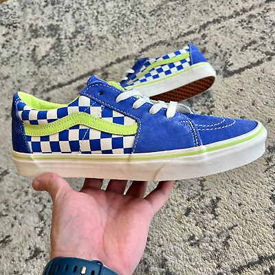 #ad VANS Mens Sk8 Low Blue Green Checkerboard Skate Sneakers NEW Multiple Sizes $31.58