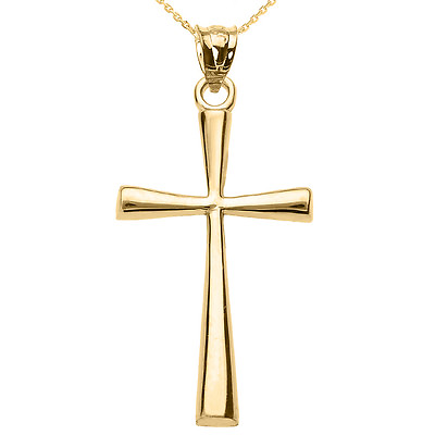 #ad 14k Solid Yellow Gold Cross Pendant Necklace $279.99