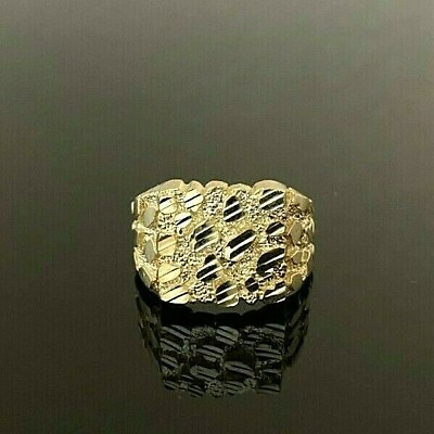 #ad 10k Yellow Gold Large Nugget Ring 13.5mm x 12.7mm $199.99