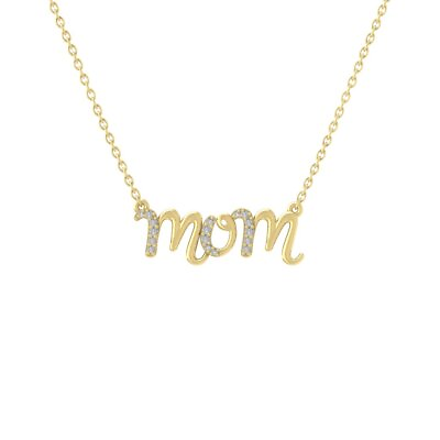 #ad 10K Yellow Gold Diamond Mom Pendant with Sterling Silver Chain 1 10ct 18quot; $215.99