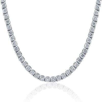 #ad Huge 23 Ct TW Round Cut Natural Diamond Tennis Necklace 14K White Gold 18quot; $8499.99