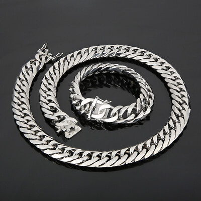 #ad Men#x27;s Dragon Buckle Stainless Steel Silver Cuban Curb Chain Necklace Or Bracelet $45.99