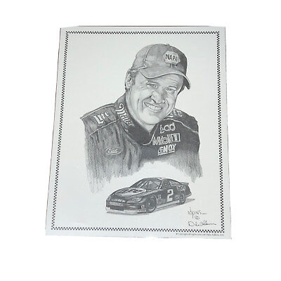 #ad Dale Adkins Sketch Art OFFICIAL ART Nascar #2 Rusty Wallace $8.49