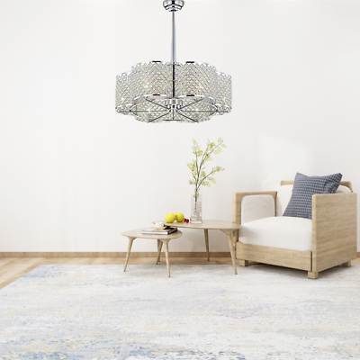 #ad 20in Crystal Chandelier Flower Shaped Ceiling Fixtures Semi Flush Mount Lighting $211.31