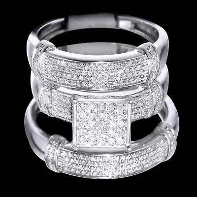 #ad Diamond Trio Bridal Ring Wedding amp; Engagement Set Men amp; Women Brand New $700.91