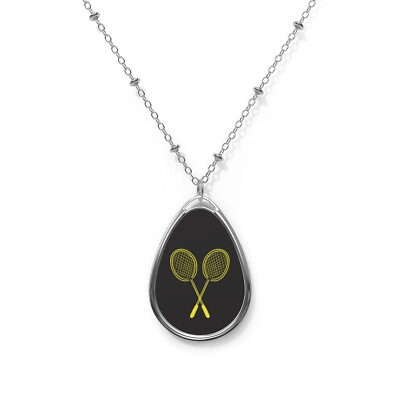 #ad Premium Badminton Rackets Pendant Necklace Brass Sport Jewelry Gold Black UNISEX $34.99