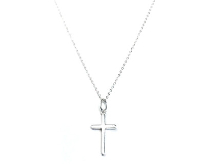 #ad Ladies Sterling Silver Small Cross on 46 cm Fine silver Trace Chain $61.26