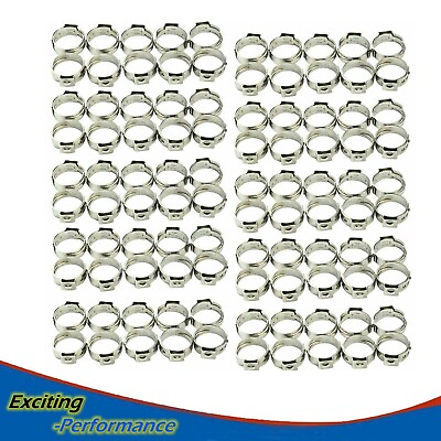 #ad 100 Pieces Stainless Steel 1 2quot; PEX Ear Clamp Cinch Rings Crimp Pinch Fitting $16.18