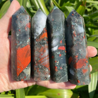 #ad 3 4 inch African Bloodstone Point Obelisk Crystal Tower Decoration Home Decora $14.90